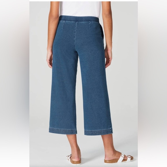 Pure Jill Indigo Wide Leg Cropped  Pull On Pants Large - Picture 4 of 11